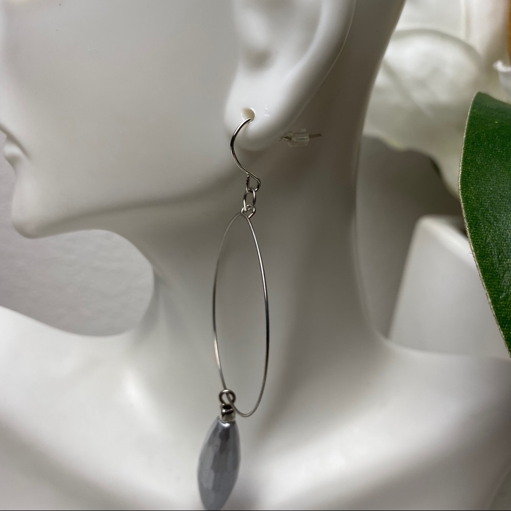 Carol Dauplaise Hook Backing Oval Drop Earrings